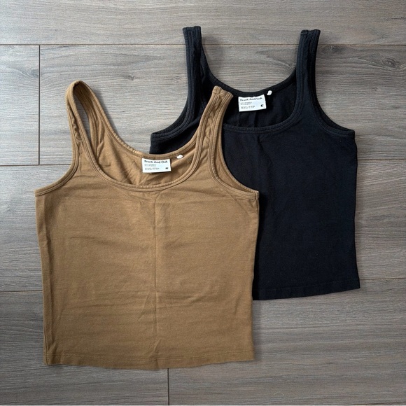Frank & Oak Tops - Frank and Oak Women's Tank Top Duo - Black & Brown Cropped Tanks